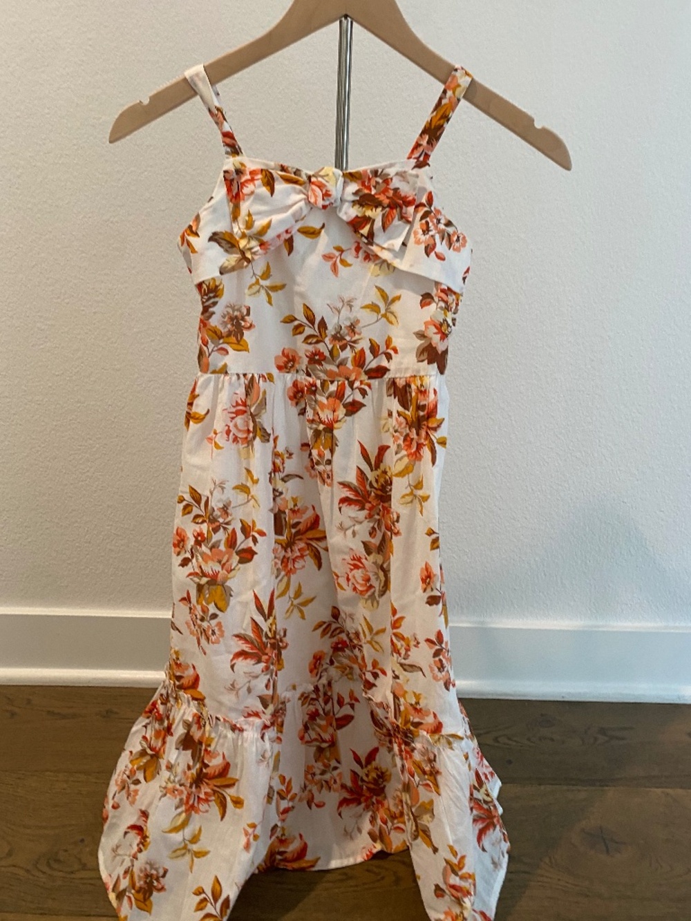 Janie and Jack Long Yellow, Orange, and Brown Color Floral Print Dress - NWT